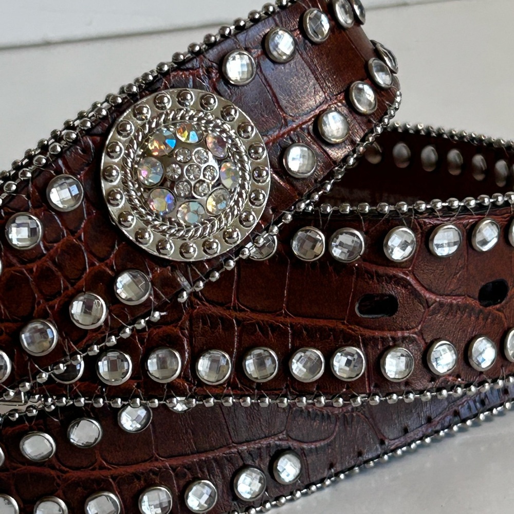 Blazin Roxx Brown and Silver Studded Belt
